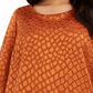 Blusa feminina Alfani Plus Size com estampa de manga anjo e bolhas, marrom, tamanho 1X