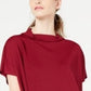 Blusa feminina Alfani com decote falso e manga curta, tamanho pequeno, vinho