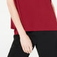 Blusa feminina Alfani com decote falso e manga curta, tamanho pequeno, vinho