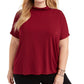 Blusa feminina Alfani Plus Size com gola alta, vinho, tamanho 3X