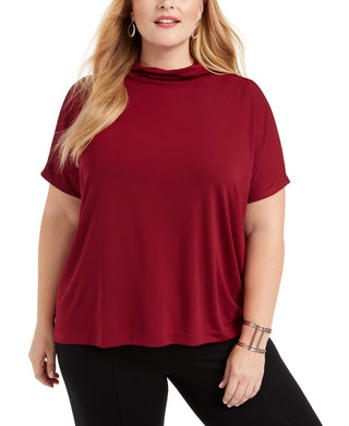 Blusa feminina Alfani Plus Size com gola alta, vinho, tamanho 3X