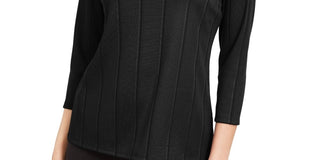 Blusa feminina Alfani com decote torcido e cor lisa, preta, tamanho pequeno médio