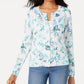 Cardigan feminino com estampa floral Charter Club, azul, tamanho médio
