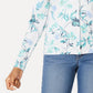 Cardigan feminino com estampa floral Charter Club, azul, tamanho médio