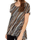 Blusa assimétrica listrada feminina Alfani, preta, tamanho X-S