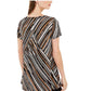 Blusa assimétrica listrada feminina Alfani, preta, tamanho X-S