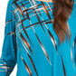 Top feminino estampado Alfani, azul marinho, tamanho pequeno e grande