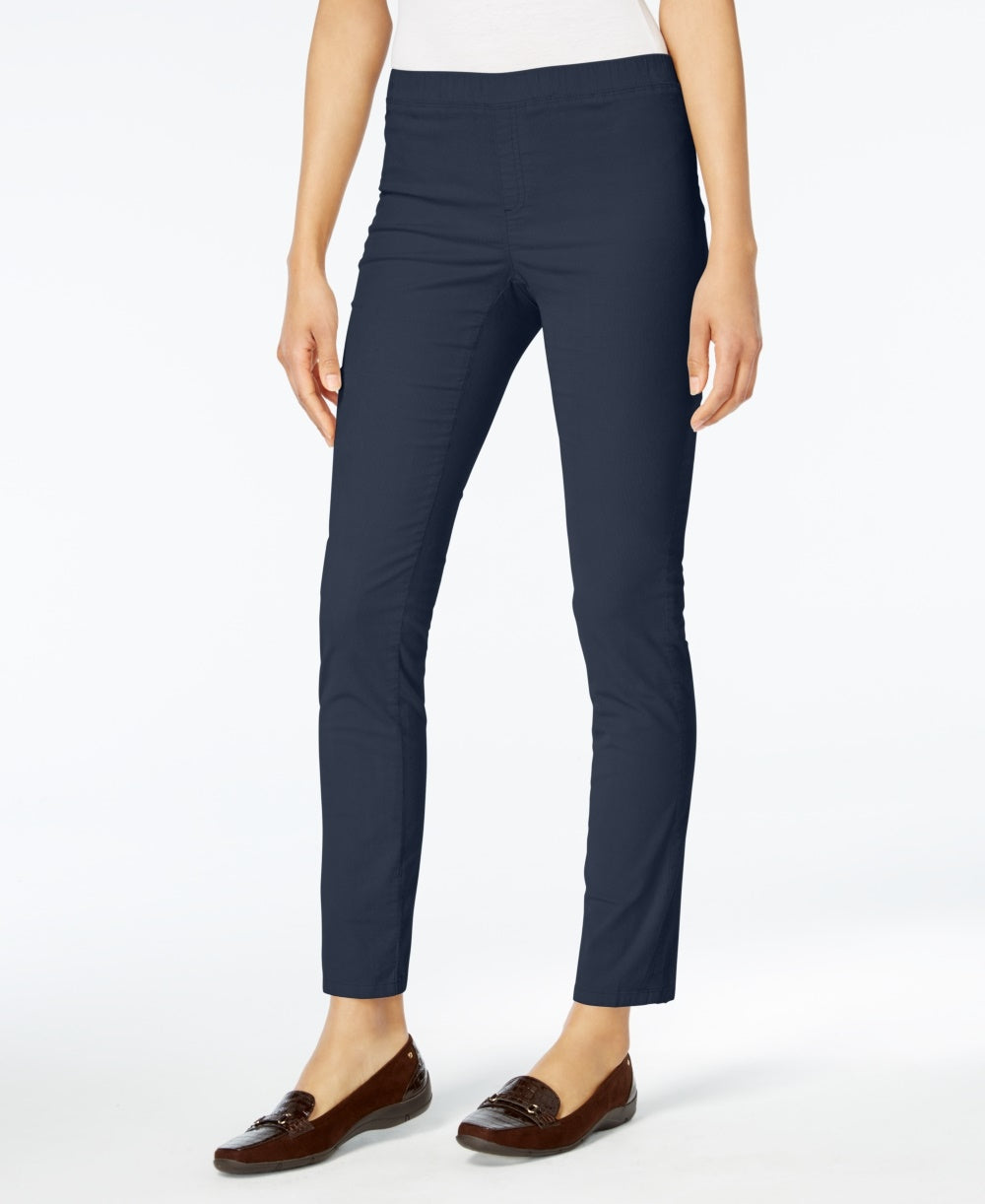 Calça feminina Karen Scott Petite Veludo Cotelê Pull-On Azul Marinho Tamanho Petite Pequeno-Médio