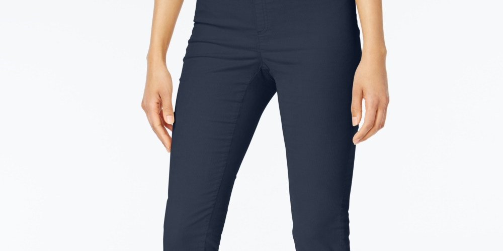 Calça feminina Karen Scott Petite Veludo Cotelê Pull-On Azul Marinho Tamanho Petite Pequeno-Médio