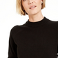 Karen Scott Suéter Feminino Petite Gola Mock Preto Tamanho Petite Pequeno-Médio