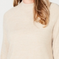 Karen Scott Blusa feminina bege de manga comprida e gola redonda, bege pequena