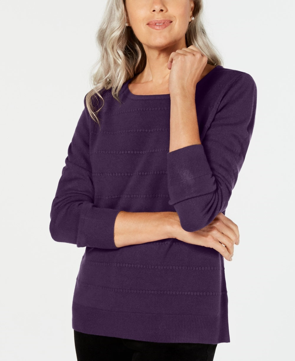 Karen Scott Suéter Listrado Texturizado Feminino Roxo Médio Tamanho X-S