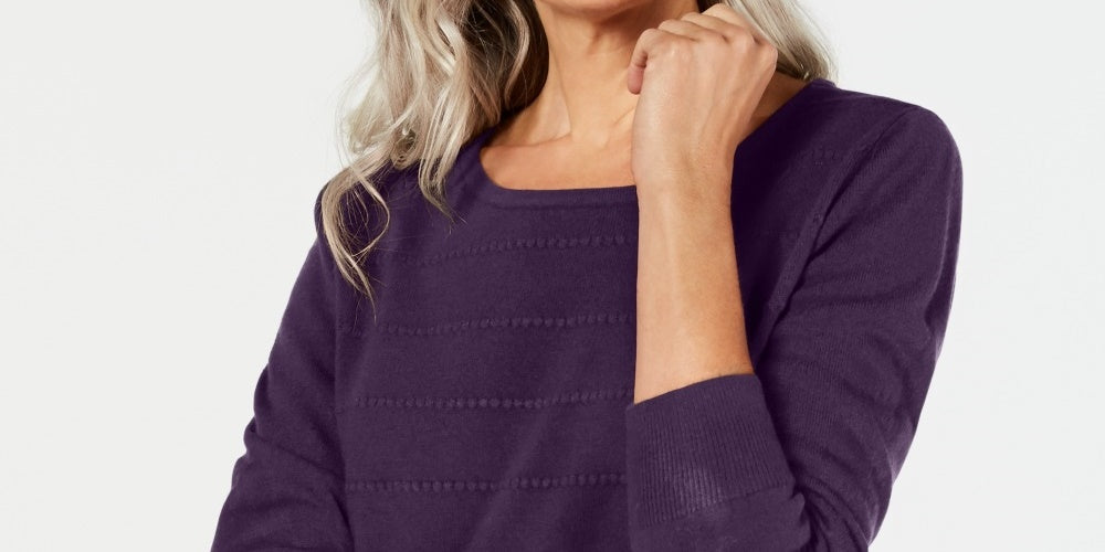 Karen Scott Suéter Listrado Texturizado Feminino Roxo Médio Tamanho X-S
