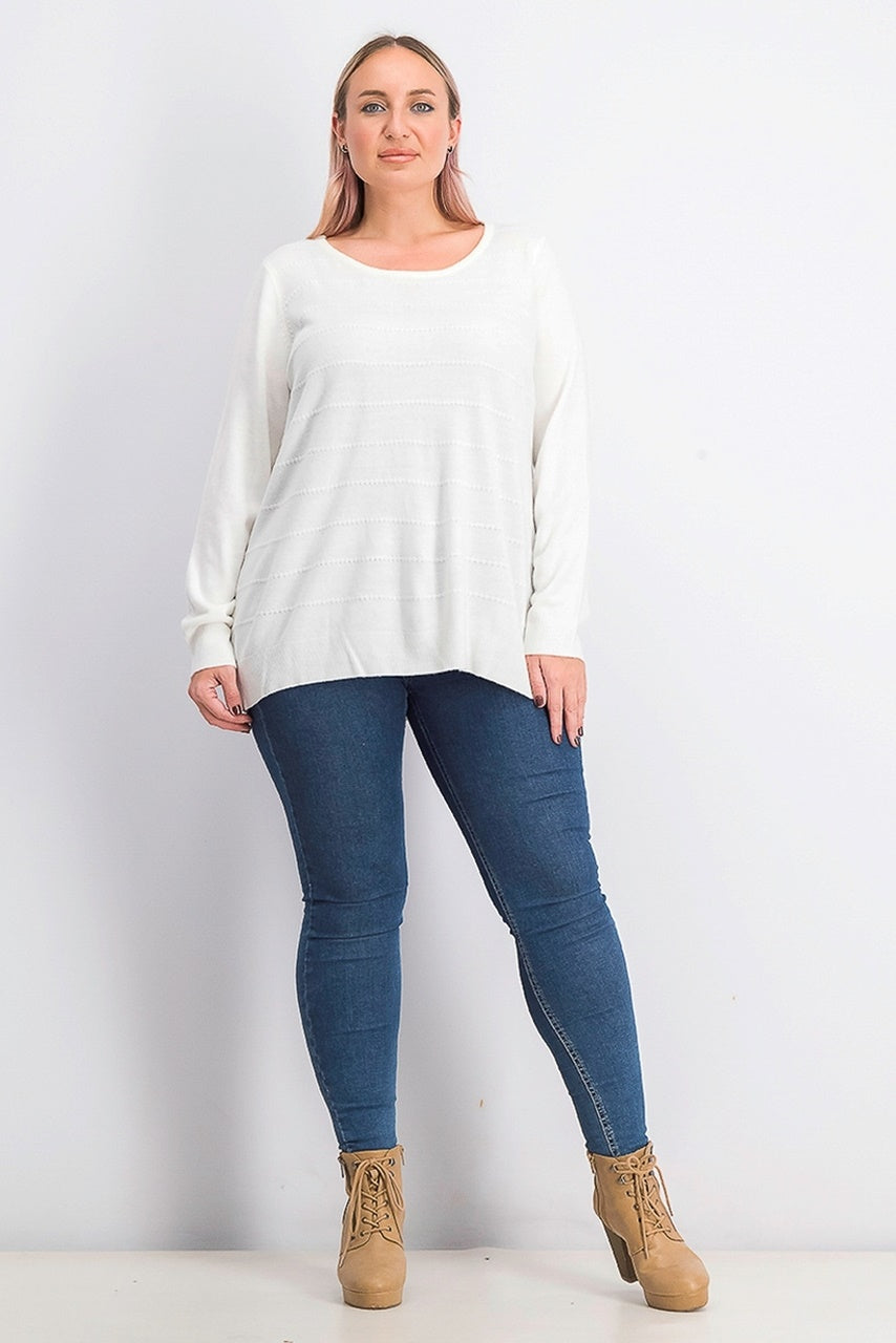 Karen Scott Suéter Listrado Texturizado Feminino Branco Tamanho X-G