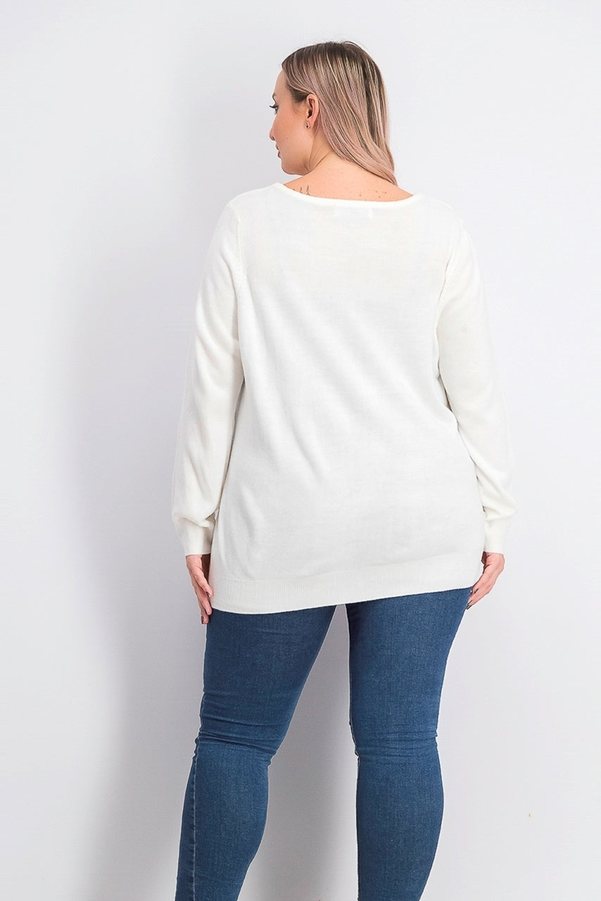 Karen Scott Suéter Listrado Texturizado Feminino Branco Tamanho X-G