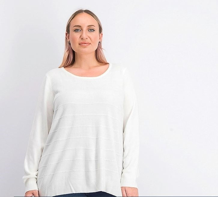Karen Scott Suéter Listrado Texturizado Feminino Branco Tamanho X-G