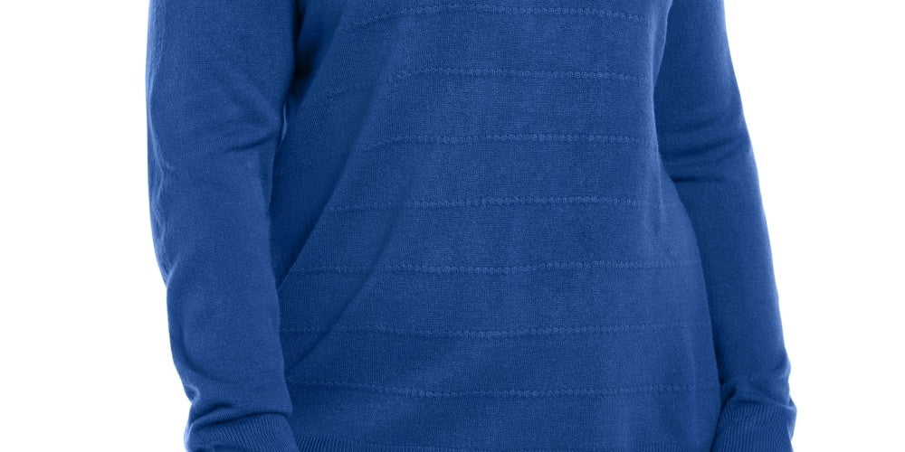 Karen Scott Suéter Feminino com Acabamento em Canelado e Textura com Listras Azul Marinho Tamanho 2X