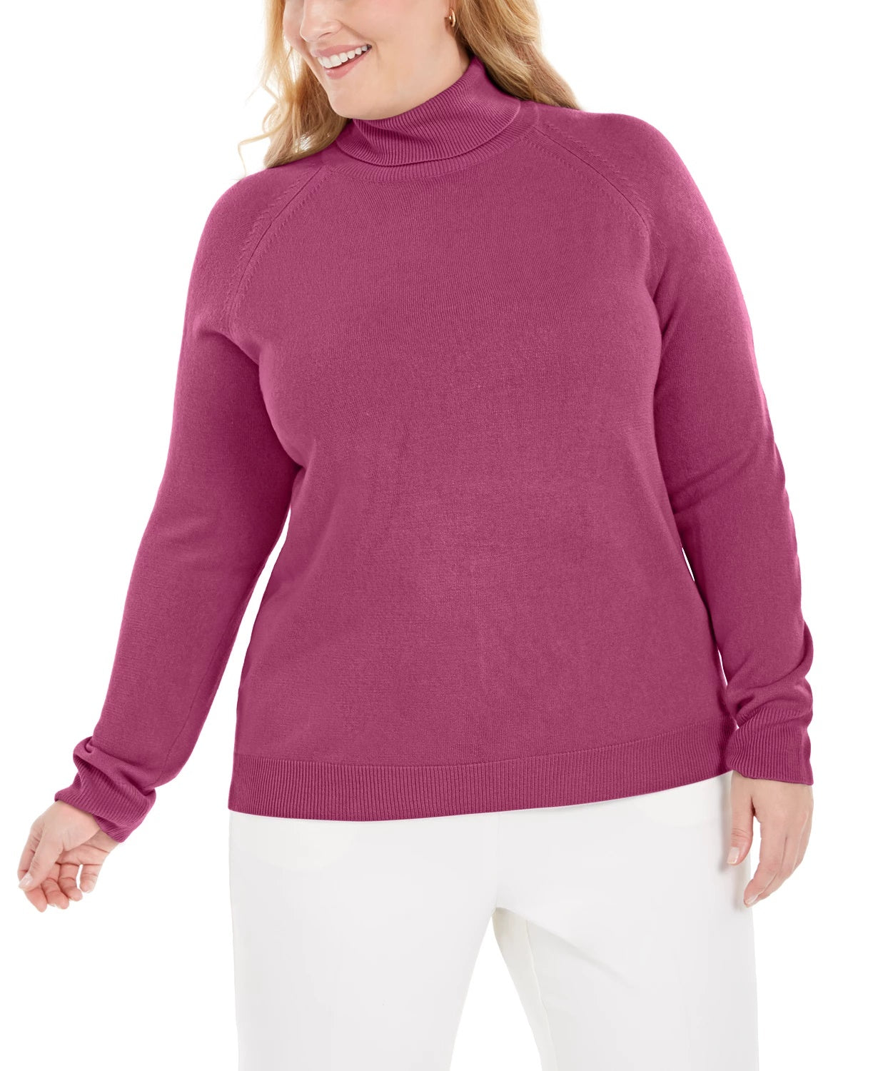 Karen Scott Suéter Feminino Plus Gola Alta Luxsoft Roxo Tamanho 1X