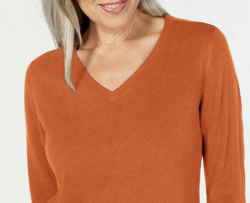 Karen Scott Suéter feminino com decote em V marrom tamanho pequeno médio