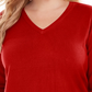 Karen Scott Suéter Luxsoft Plus Size com Decote em V, Vermelho, Tamanho 0X