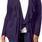 Karen Scott Suéter feminino plus size com decote babado e manga comprida, roxo, tamanho 3X