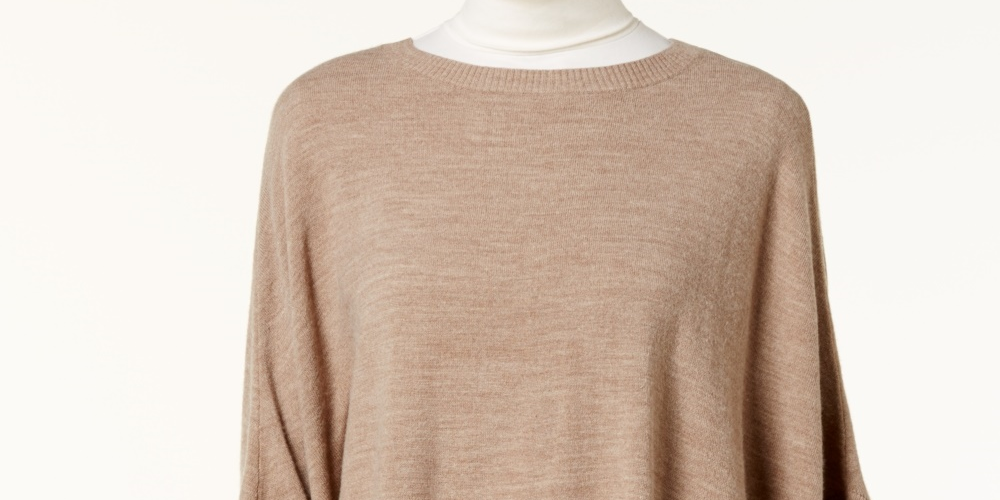 Poncho assimétrico com babados Karen Scott feminino, marrom, tamanho grande/extra grande
