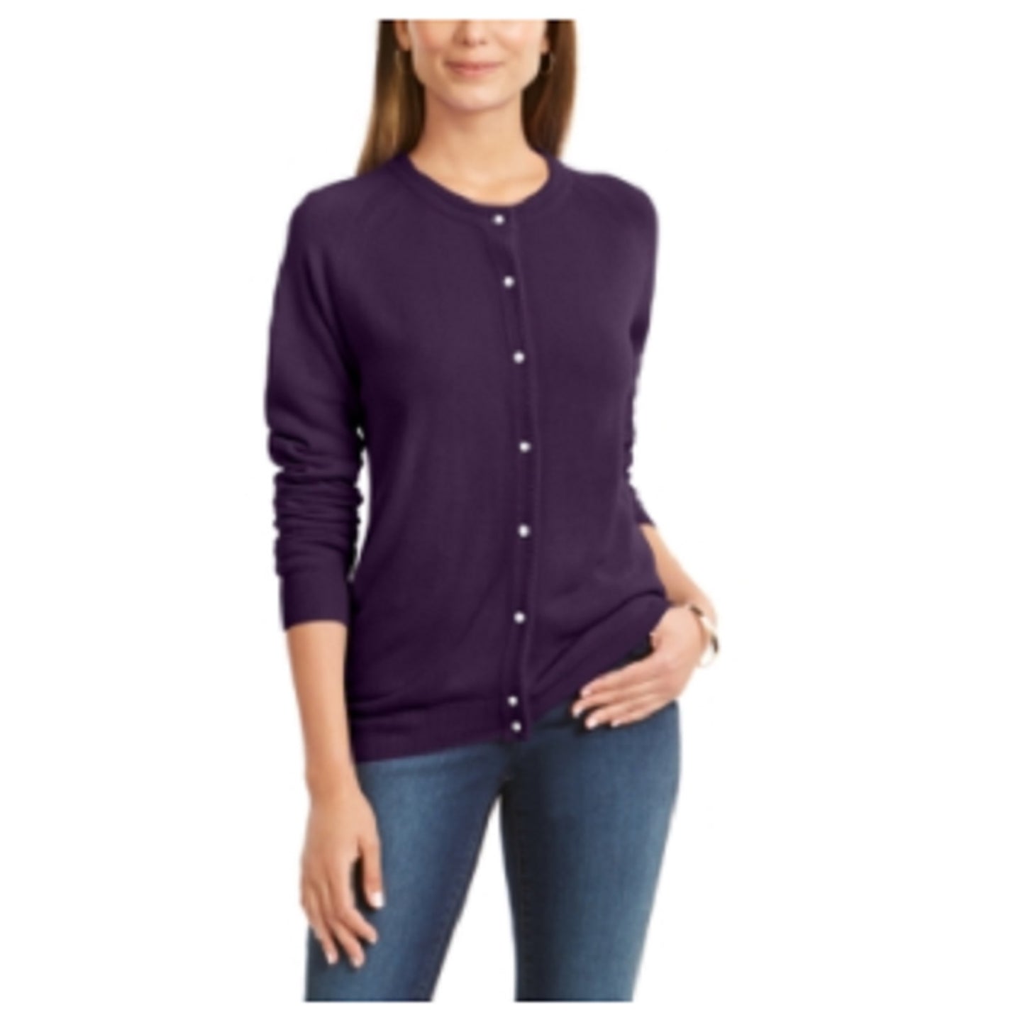 Karen Scott Cardigan Feminino Luxsoft Botão Preto Tamanho Pequeno Grande