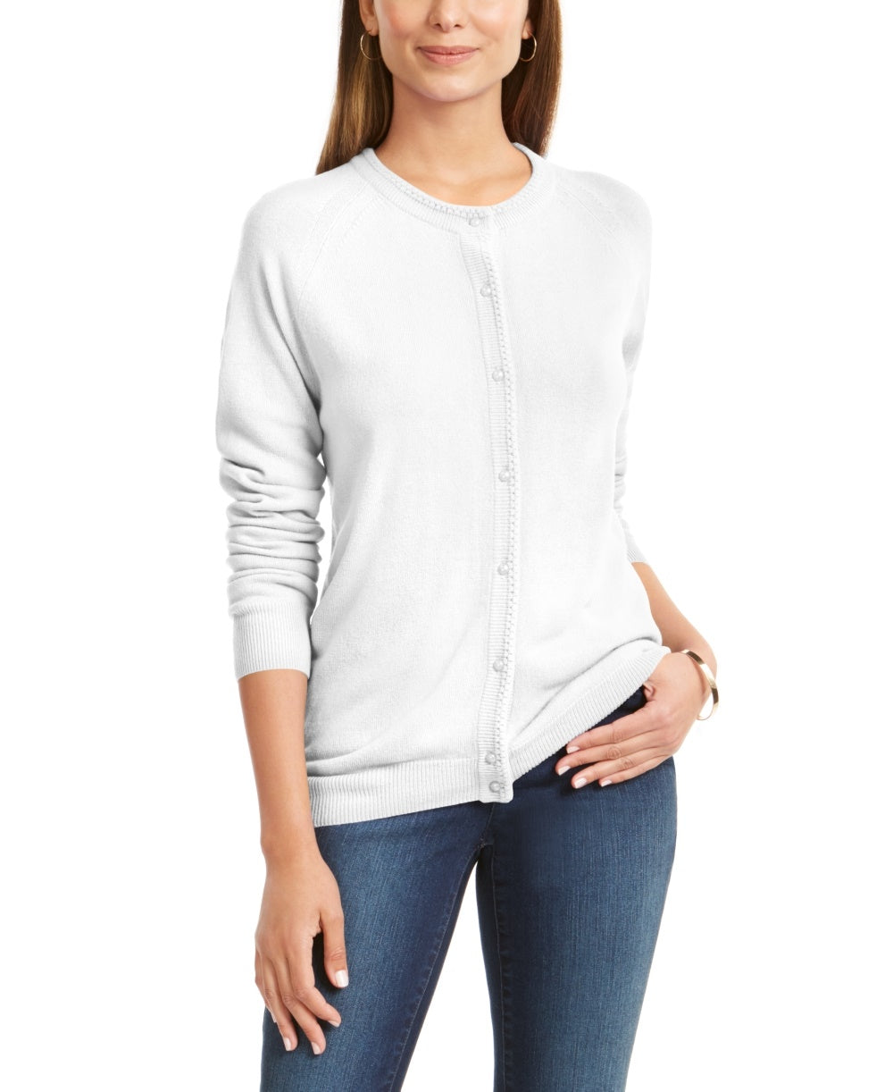 Karen Scott Cardigan Feminino Luxsoft Botão Branco Tamanho PXL