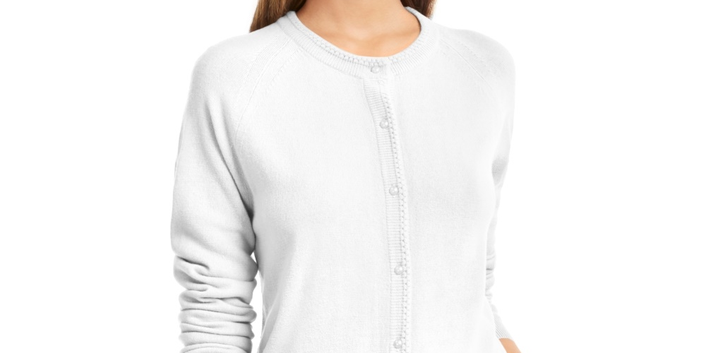 Karen Scott Cardigan Feminino Luxsoft Botão Branco Tamanho PXL