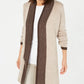 Karen Scott Cardigan Feminino com Acabamento Contrastado e Frente Aberta Marrom Tamanho P