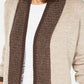 Karen Scott Cardigan Feminino com Acabamento Contrastado e Frente Aberta Marrom Tamanho P