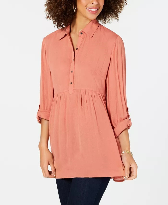 Camisa túnica babydoll feminina Style &amp; Co laranja tamanho pequeno pequeno