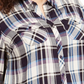 Blusa utilitária xadrez plus size feminina Style &amp; Co, roxa, tamanho 0X