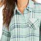 Camisa xadrez feminina Style &amp; Co com um bolso, verde, tamanho pequeno