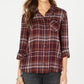 Camisa feminina pequena de algodão com mangas curtas e alças largas, estilo &amp; co, roxa, pequena/pequena