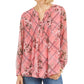 Top feminino Charter Club com estampa mista e decote dividido, rosa, tamanho extragrande
