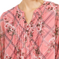 Top feminino Charter Club com estampa mista e decote dividido, rosa, tamanho extragrande