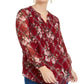 Camiseta feminina Charter Club com estampa frontal franzida, tamanho vinho, 1X