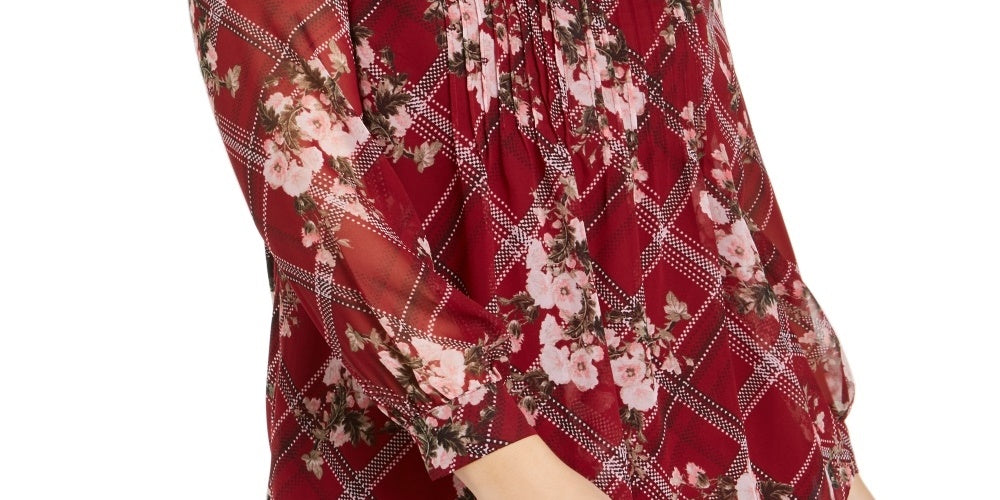 Camiseta feminina Charter Club com estampa frontal franzida, tamanho vinho, 1X