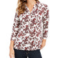 Camisa polo feminina estampada com manga 3/4 Charter Club, tamanho pequeno e branco