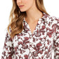 Camisa polo feminina estampada com manga 3/4 Charter Club, tamanho pequeno e branco
