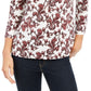 Camisa polo feminina estampada com manga 3/4 Charter Club, tamanho pequeno e branco