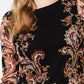Camiseta feminina de malha com estampa floral Charter Club, preta, tamanho pequeno
