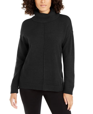 Blusa feminina Alfani com gola alta e ombro caído, verde, tamanho pequeno