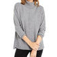 Blusa feminina Alfani com gola alta e ombro caído, cinza, tamanho XX-G