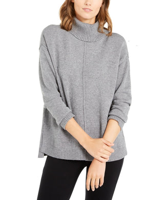 Blusa feminina Alfani com gola alta e ombro caído, cinza, tamanho XX-G