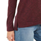 Blusa feminina de malha mesclada com decote em V, vinho, tamanho grande
