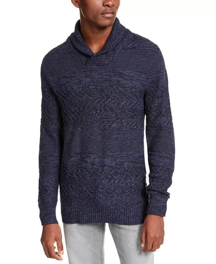 Suéter American Rag Masculino Multi-Texturizado com Gola Xale Preto Tamanho Grande