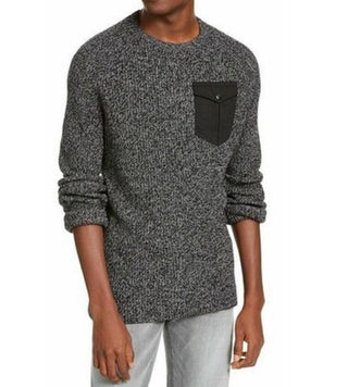 Suéter masculino American Rag de malha com gola redonda, preto, tamanho pequeno