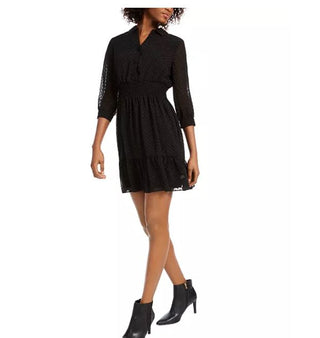 Vestido feminino de bolinhas Maison Jules, preto, tamanho médio